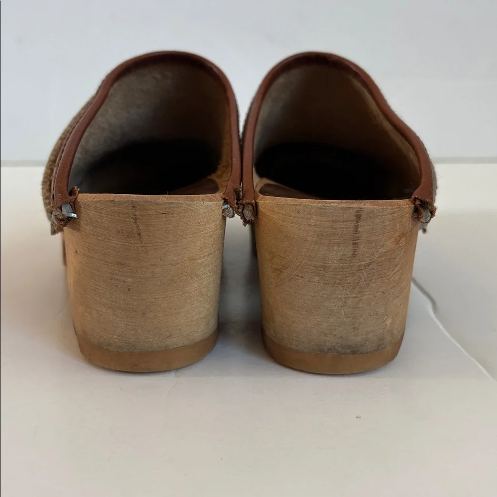 Vintage Lofsko genuine Swedish clogs wooden clog cognac colored leather size 35 - Picture 3 of 16